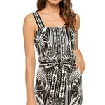 Farm Rio Off-White Monochrome Elegance Scarf Lenzing Romper, Size Medium, $190 Photo 0