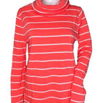 J. Crew Sweatshirt Womens Small Coral White‎ Striped Mockneck Casual Comfy Cozy Orange Photo 0