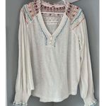 Free People Siesta Fiesta Boho Peasant Style Embroidered Top Women's Medium Photo 4