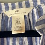 H&M Blue & White Striped Linen Blend 3/4 Puff Sleeve Blouse Women’s Size XL Photo 5