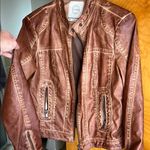 Stoosh Brown Vegan Leather Jacket Photo 2