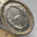 2” Vintage Tiger's Eye Oval Cabochon Pendant Roman Signed Antique Gold Tone Boho Photo 2