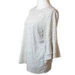 Karl Lagerfeld Top Medium White Black Polka Dot 3/4 Length Tiered Ruffle Sleeve Photo 1