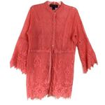 Colleen Lopez lace coral boho bell sleeve coverup Size L Photo 0
