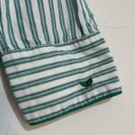 Petite Plume Twill Stripe Long Sleeve Pajama Shirt in Emerald Ticking Size Large Green Photo 3