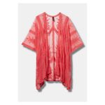 Torrid  Pink Mesh Embroidered Ruana Kimono Sz.OS NWT Photo 4