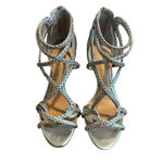 Badgley Mischka  Evoke Dress Sandal High Heel Silver Metallic Size 6.5 Women's Photo 3