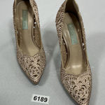 Betsey Johnson Womans Betsy Johnson Elga Stiletto Pumps Slipon 7.5 Rose Gold Rhinestones Photo 0