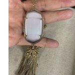 Kendra Scott Rayne Long Pendant 30+ " Necklace Gray Mother Of Pearl Goldtone Photo 5