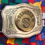 Boutique Rare Authentic leather heavy metal buckle western belt Photo 11