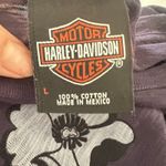 Harley Davidson Womens Large Navy Blue Traverse City MI Floral Long Sleeve Biker Photo 4