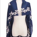 ✨RiscaWin Lady Sheer Soft Hit Jasmine Floral Embroidered Flower Scarf Shawl✨ Blue Photo 5