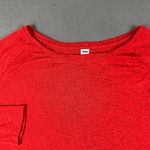 Old Navy Womens Medium Luxe Red Long Sleeve Round Neck Sweater Split Hem Light Photo 3