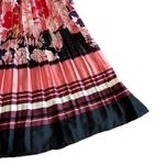 Dalia MacPhee Floral Pleated Printed Midi Dress Satin Sweetheart Size Medium Red Photo 3