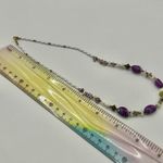 Faux Pearl, peridot shell purple beaded necklace Photo 5