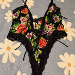 Victoria's Secret Victoria Secret Floral Lace Bodysuit & Matching Robe Photo 0