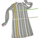 HANDMADE Mini Dress Light Pastel Green Pink Asymmetrical Zipper Vertical Pattern Photo 5