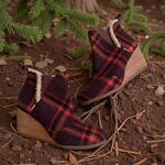 Toms Holiday Red Plaid Wedges Ankle Boots Size US 7 Photo 0