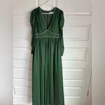 Mac Duggal  55702 Satin Puff Shoulder Rhinestone Encrusted Gown‎ Green 10  NEW Photo 3