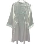 Linea Donatella Linea Intimo Donatella White with Blue Embroidered Bride Back Satin Robe Size L Photo 5