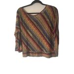 Free People Free‎ People Women's Medium Rainbow Striped Open Knit Round Neck Boho Top Photo 3