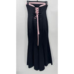 Vintage Formal Strapless Sheath Dress Black Pink Trim Rhinestones Corset Back Size undefined Photo 6