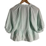 Amanda Uprichard  Diego Light Blue Linen Puff Sleeve Split Neck Top Size XS Photo 11