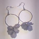 Silver Tone & Light Lavender Purple Retro Boho Dangling Pierced Earrings Photo 2