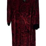 Natori  Velvet Floral Red Roses Dress Women's Size M Medium Long Sleeve *read/see Photo 0