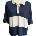 Madewell  Rugby Shirt Navy White Colorblock 100% Cotton Size Large Photo 0