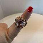 FINE STERLING SILVER 925 W/ A COPPER TINT HEART SHAPED AMETHYST PUFFED RING (8) Photo 11