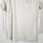 Jonathan Simkhai Short Sleeve Cream Shirt Ruched Shoulders Size Small NWT Photo 3