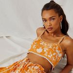 Free People Intimately Wild Hearts Bralette Crop Top Floral Orange Photo 1