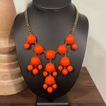 Vintage Orange Coral Bubble Bead Statement Bib Necklace 28" Photo 0