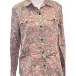 Liz Claiborne  90's Pink Paisley Button Down Top Size‎ M Photo 0