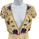 Maya Petite Women's Romper Beaded Sequins Floral Deep V Photo 2