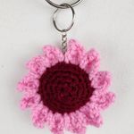 Handmade New Crochet Burgundy Pink Flower Keychain  Handcrafted Photo 5