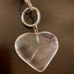 Quartz Beaded Necklace w Glass Heart Pendant | Chunky Statement Jewelry Pink Photo 3