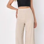 Lulus NWT Breezy Times Ahead High Waist Wide Leg Linen Blend Pants Medium Photo 0