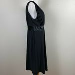 Jones Wear Dress 14 Black Empire A-Line Knee Length Pleat V-Neck Cocktail Party Photo 3