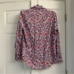 Frank & Eileen Red White Blue Floral Button Up Cotton Blouse Shirt Size XS Photo 3