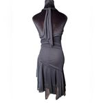 Venus Black Sequin Asymmetrical Mermaid Hem Formal Cocktail Halter Top Dress Photo 5