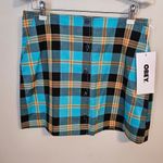 Obey Skirt Joanie Plaid Aqua Multicolor High Waisted Business Casual Mini Photo 7