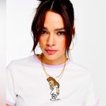 Levi's The Simpsons Janey embroidered kidcore 90’s retro ringer cropped t small Photo 2