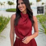 ZARA  maxi dress Burgundy Sleeveless cut out satin effect evening wedding summer Photo 5