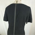Escada Pinstripe Career Dress Double V Neck Midi Fitted Sheath Size 40/US 10 Black Photo 3
