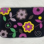 Vintage Beaded Flower Purse Clutch Black Photo 0
