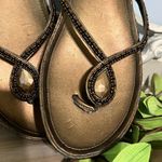 Unlisted  Bronze Sandals Low Wedge Thong Beaded Womens 8.5 Photo 2