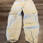Wilo Cream Parachute Windbreaker Active Cargo Jogger Pants Tan Photo 0