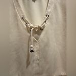 Frye Lace Up Sheer Ruffle Top in Cream Women’s Size Large Photo 4